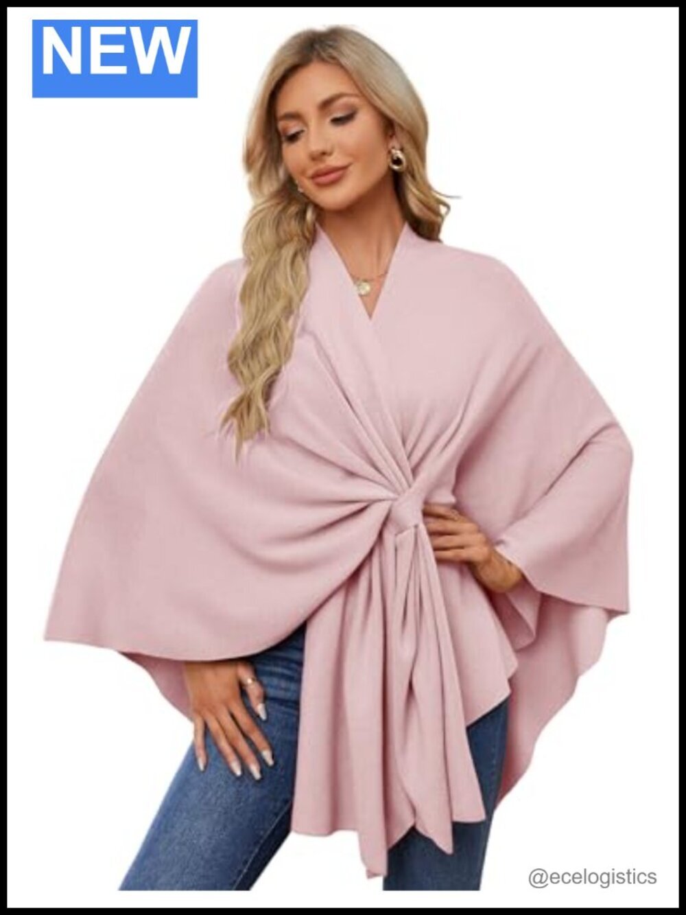 Elegant Open Front Poncho Sweater Wrap Shawl for Women